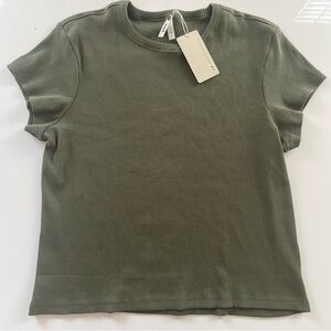 NWT Pact olive sage green favorite ribbed crew neck top organic cotton